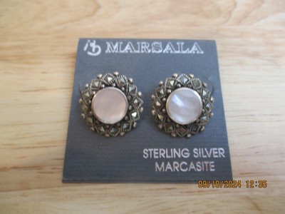 NEW- Sterling Silver Marcasite Earrings-R11-2553