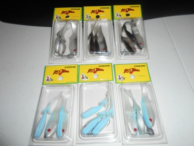 Creme 1.5/" Mini Tail Soft Tube Crappie Lure Red//White Black//Chart Pink//White 3Pk