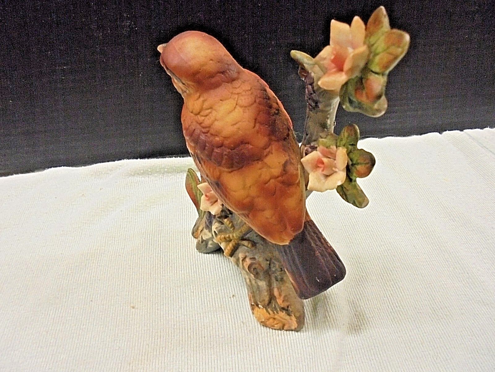 Vintage Bird on Branch with Flowers Figurine lovely little piece