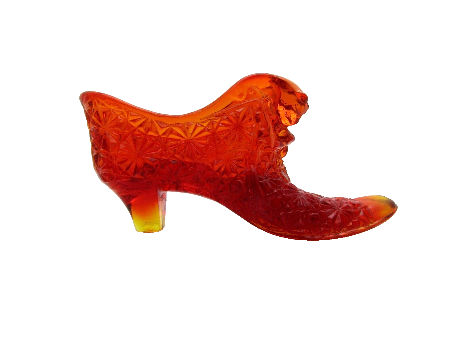 Fenton Old Virginia Glass Amberina Red Daisy & Button Cat