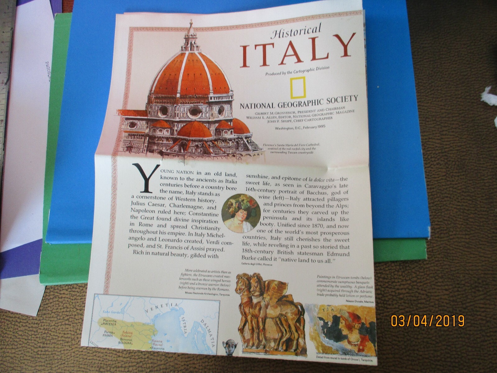 ITALY national geographic magazine society historical (insert, map)