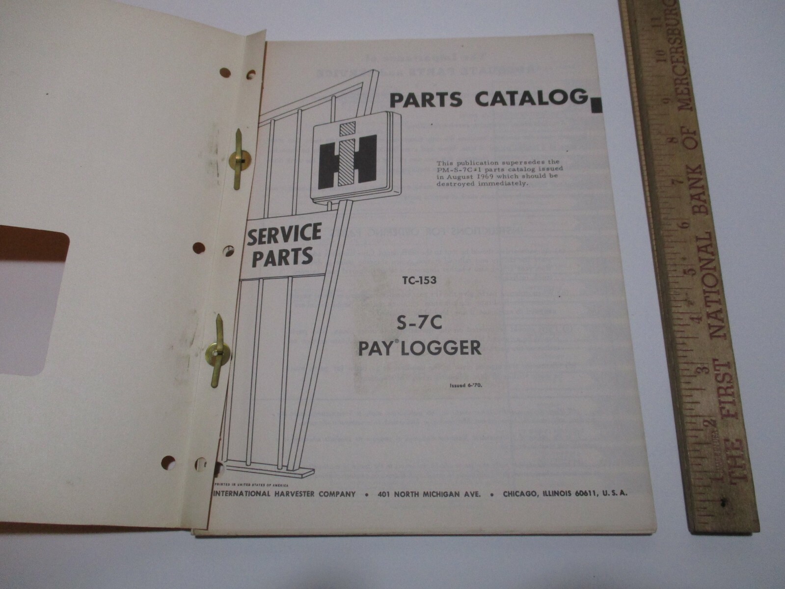 International Harvester Agriculture Parts Catalog TC-153 Pay Logger S-7C