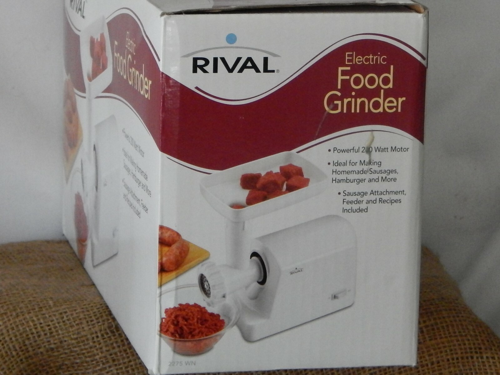 Rival White Electric Food Meat Grinder Sausage Stuffer Attachment Excellent Cond