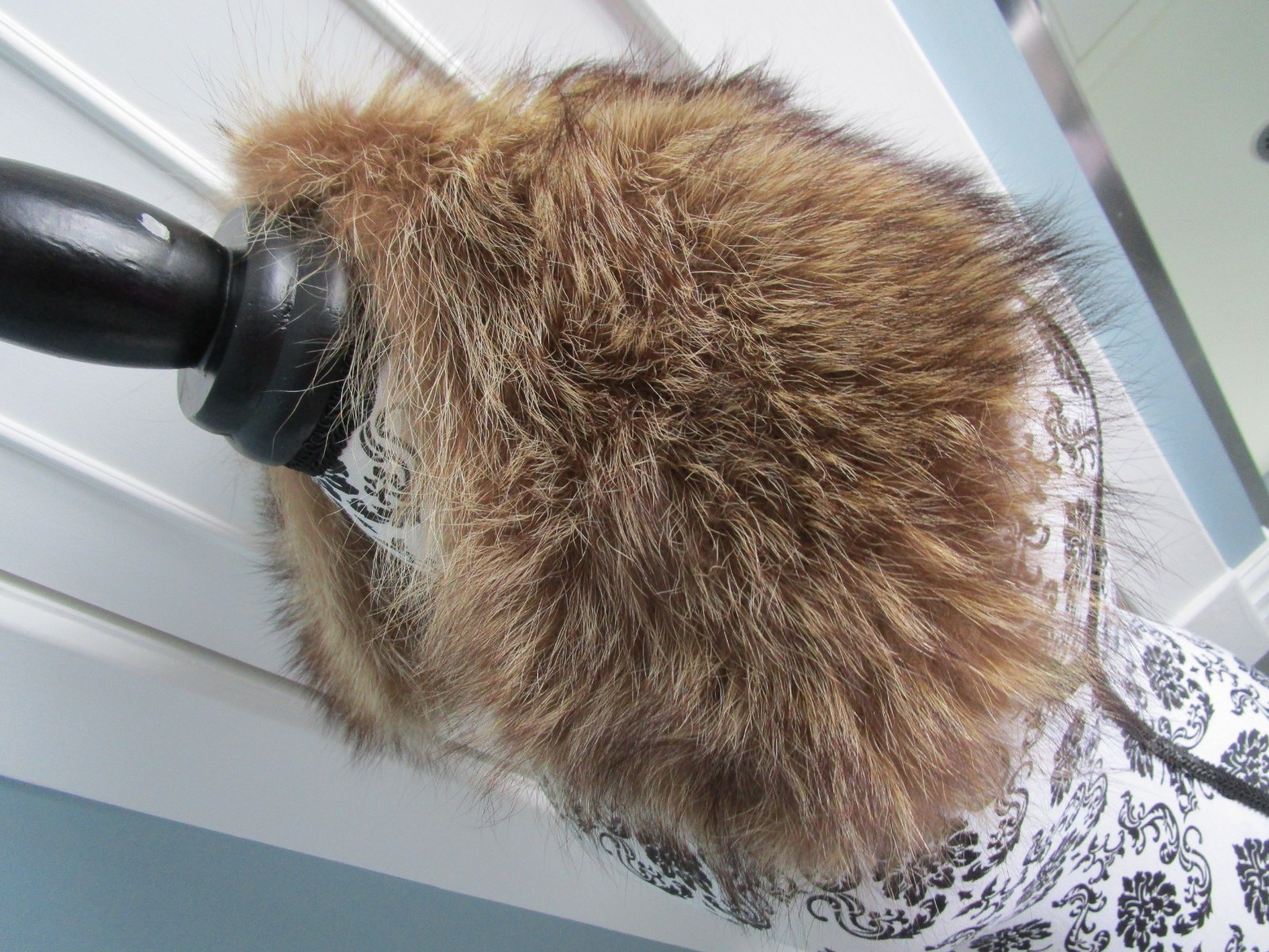 VINTAGE Brown Real Genuine RACCOON FUR Lined Collar Scarf Jacket Coat