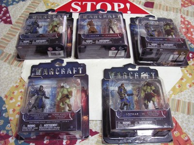 COLLECTIBLE WARCRAFT ACTION FIGURES LOT OF 5 - LOTHAR VS GARONA & HORDE WARRIOR