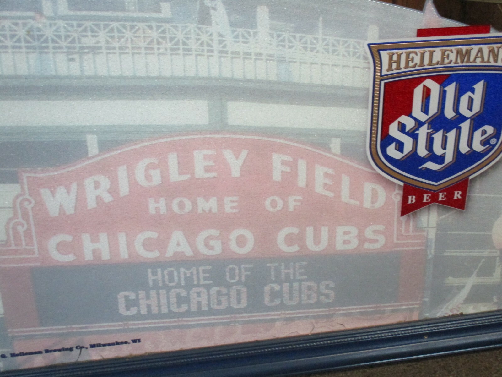 Rare Huge Chicago Cubs Old Style Beer “Believe Or Leave” Mirror Bar Sign