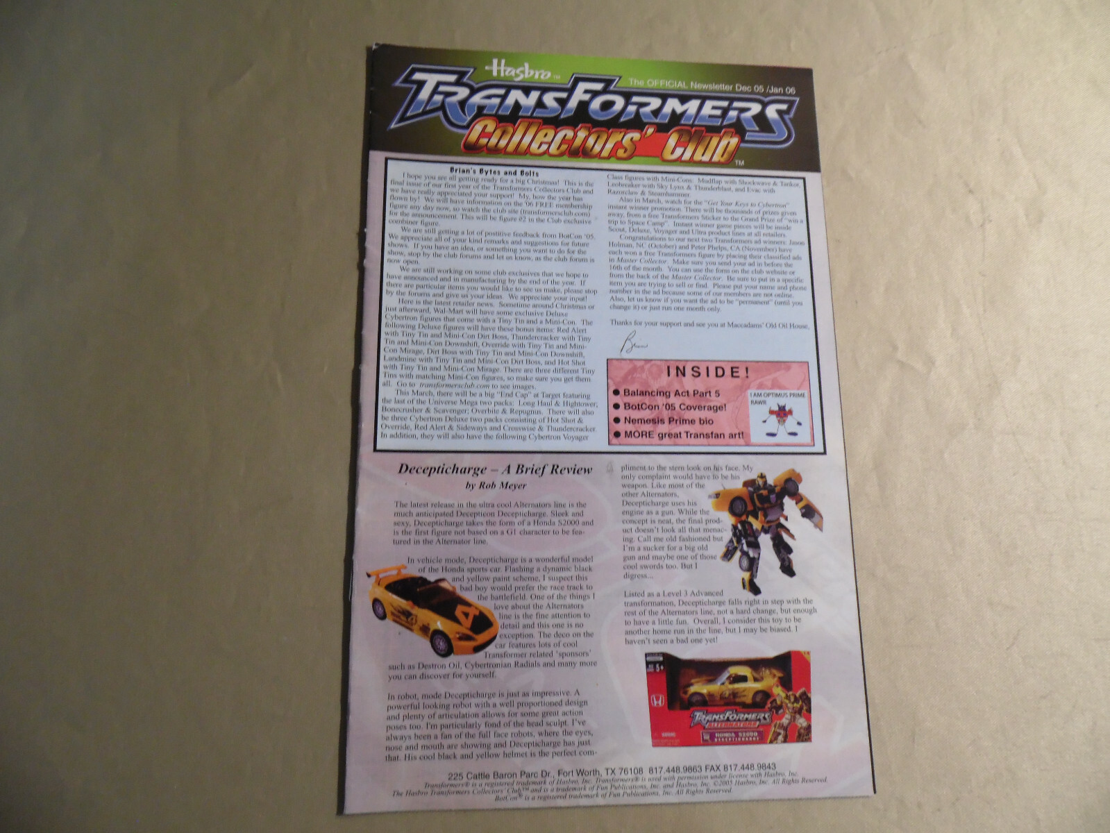 Transformers Collectors Club Magazine / December 2005