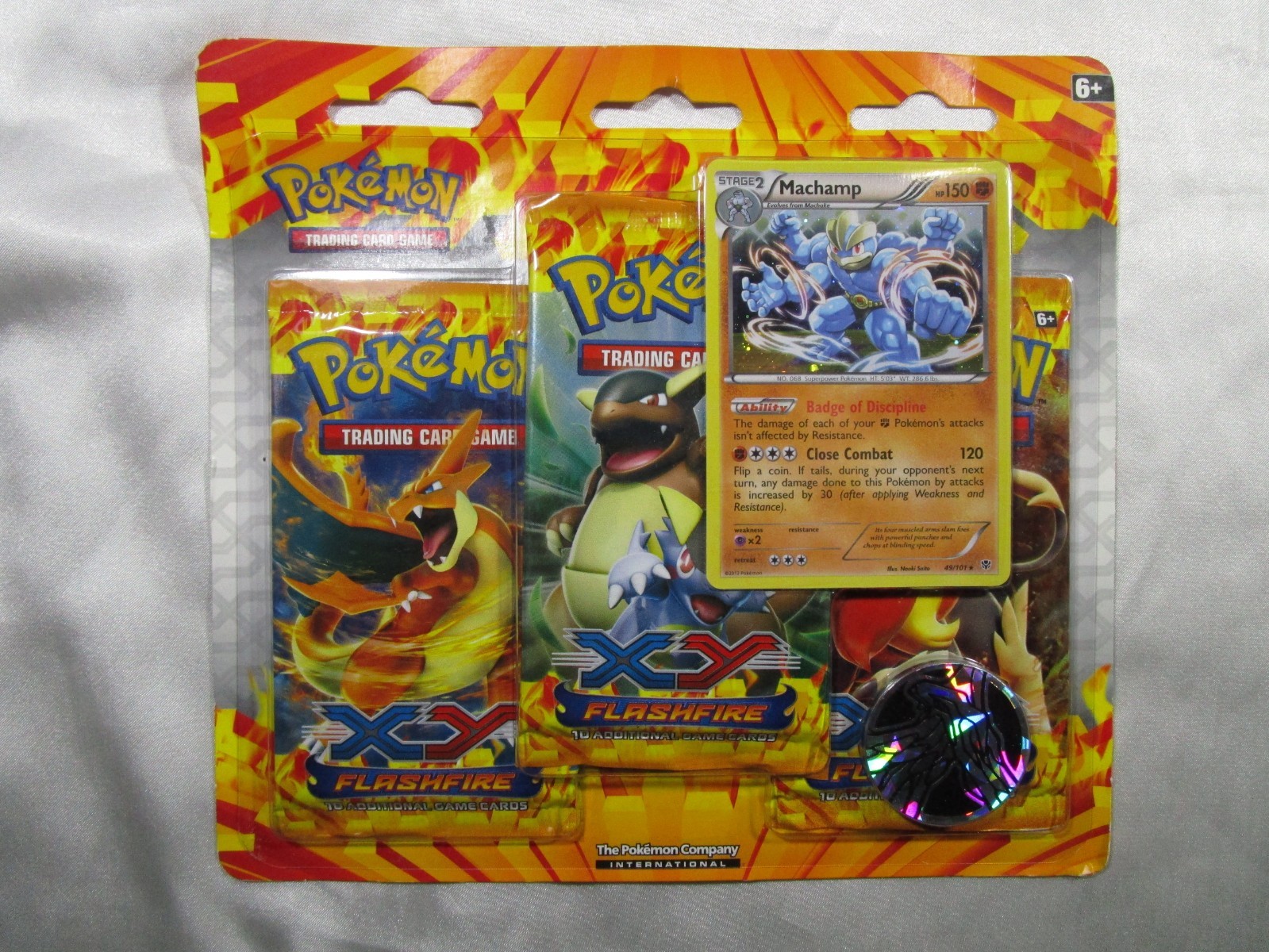 2 Pokemon TCG XY Flashfire Sealed Blister 3 Booster Packs Coin Cards         B43