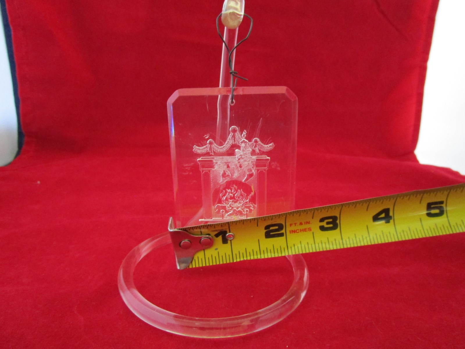 1984 Clear Acrylic Christmas Ornament With Acrylic Stand  F/S