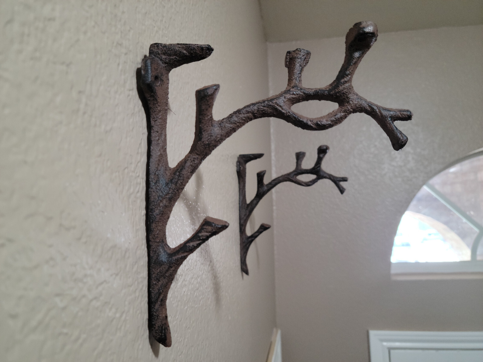2 Rustic Cast Iron Shelf Bracket Wall Mount Hardware Brace Tree Branch Sculpture