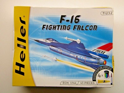 Heller 1:144 Scale F-16 Fighting Falcon Model Kit w/-Glue4 paints brush