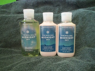  3 Lot Pack of Bath & Body Works Twinkling Midnight Sky1 Body Wash 2 Body Lotion