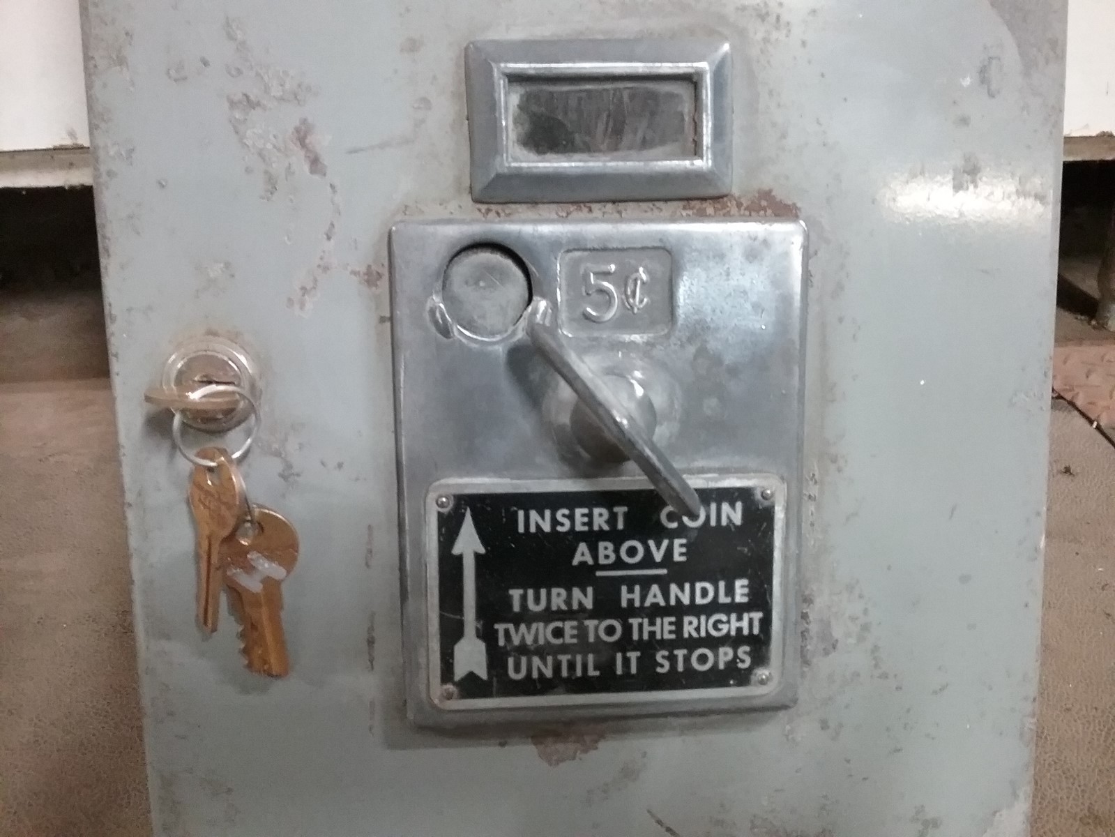 Vintage Modess 5 cent vending machine ladies sanitary napkins wall hanging w key