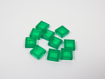 LEGO Lot of 10 Trans Green 1x1 Smooth Tiles Plates K5