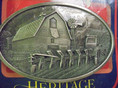 Vintage Belt Buckle 1984 Barn Tractor
