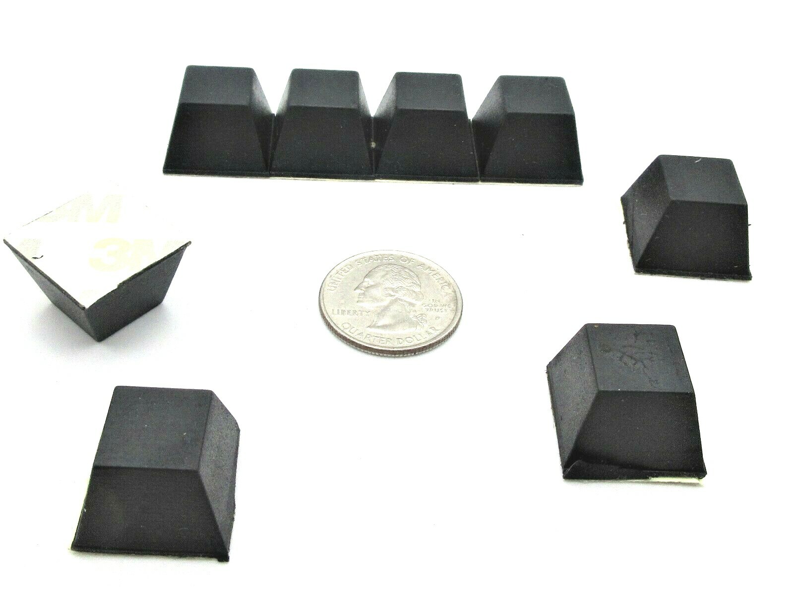 3/4" Sq x 3/8 Height Rubber Feet with 3M Adhesive Backing Various Package Sizes
