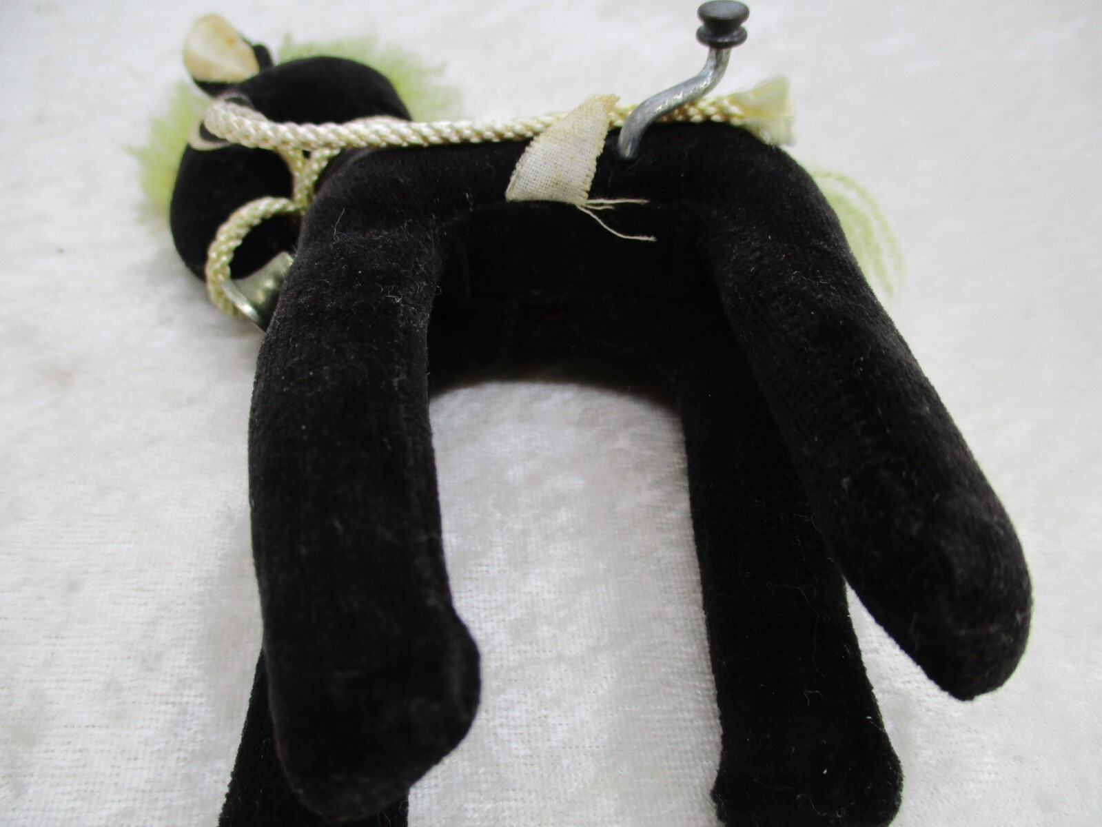 Vintage Small Black Velvet Japan Plush Horse/Donkey Music Box-Needs Repair