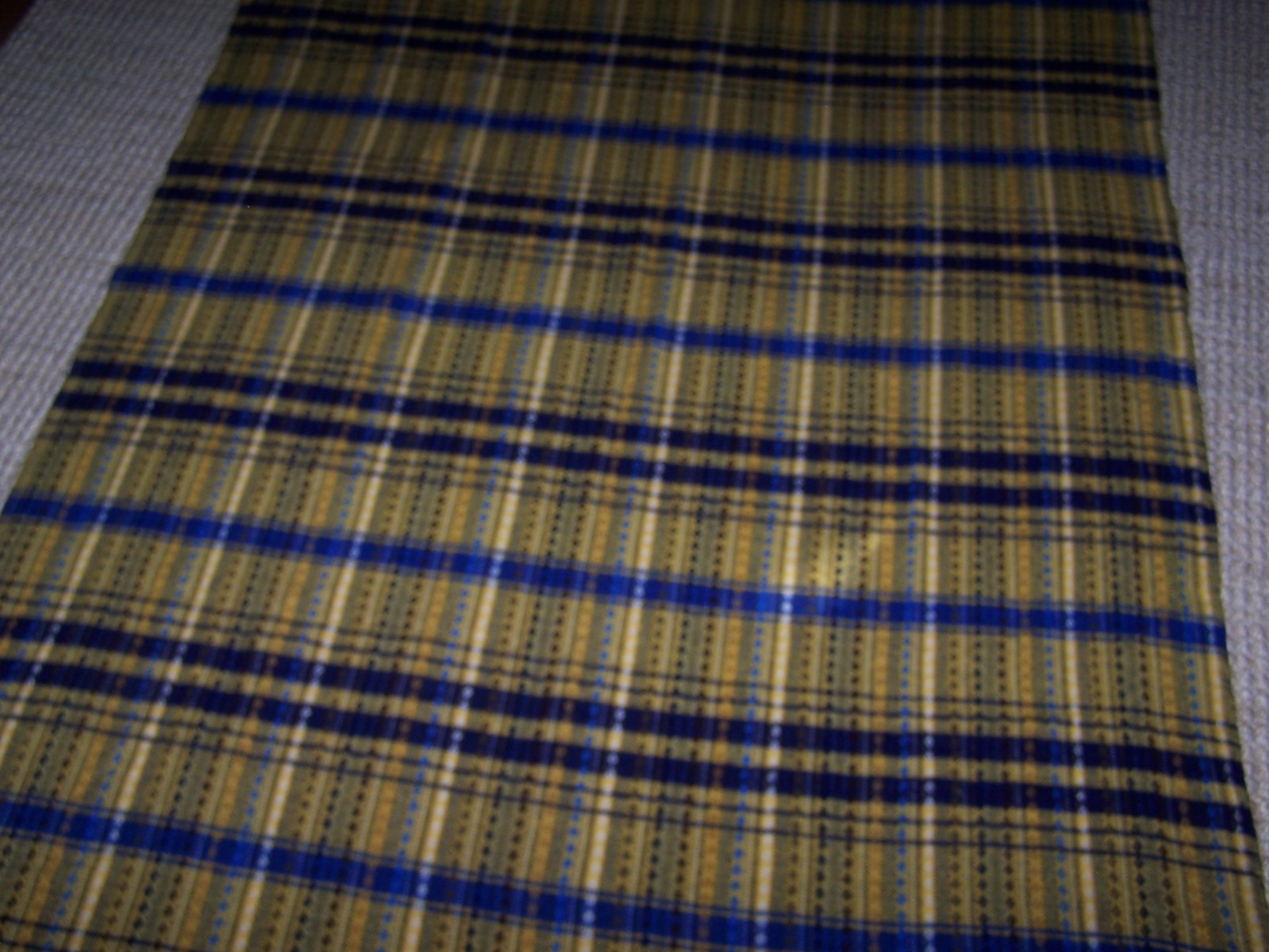 Vintage Wool Plaid Diamond Design Blanket Throw Royal Navy Gold White 54