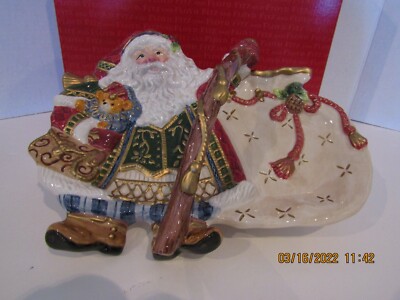 Fitz and Floyd Jolly Ole St. Nick Candy Dish, New in Box