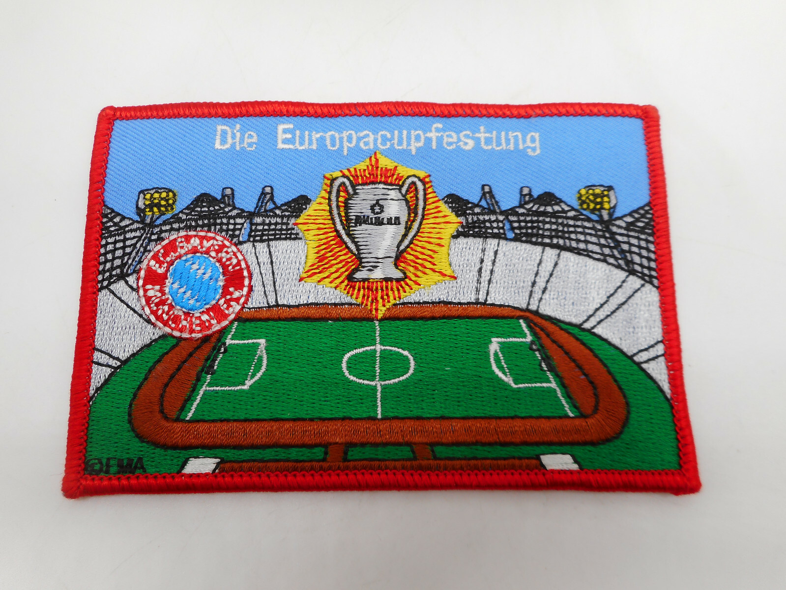 Patch Aufnäher „FC Bayern München Die Europacupfestung“ 12x8 ~ 1990 Jahre 