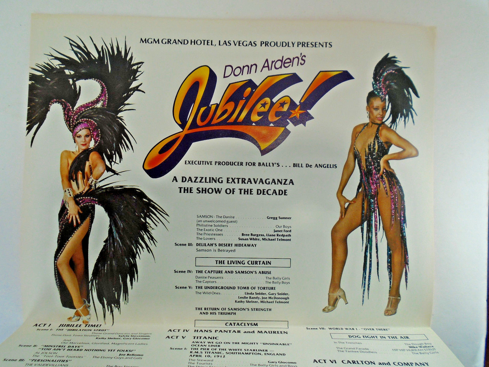 Donn Ardens Jubilee Program Sheet 1980s Showgirls Las Vegas MGM Grand