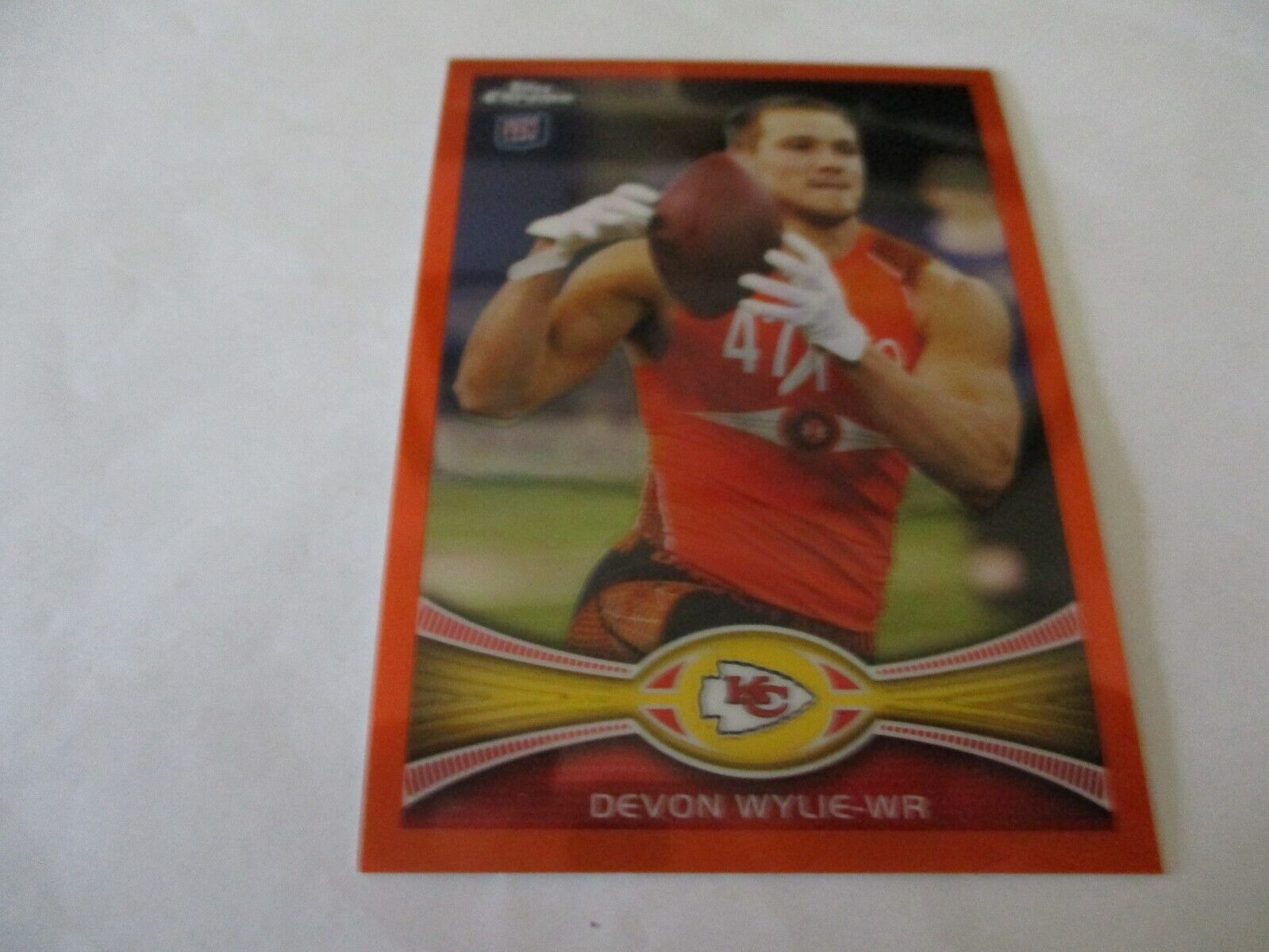 2012 Topps Chrome Football Orange Refractor Rookie DeVon Wylie Card #118. rookie card picture