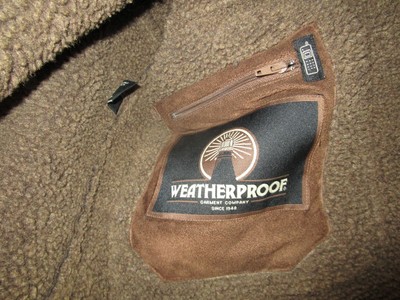 WEATHERPROOF CO. BROWN SIZE L VERY SOFT POLYPILE LINED THIGH LENGTH  CAR COAT