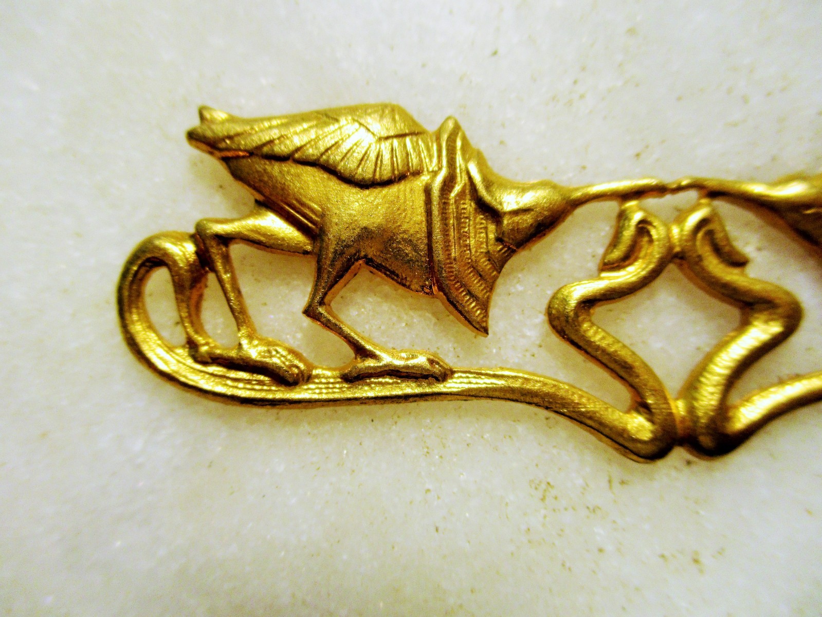 Vintage Gold Plated Brass Egyptian Revival Egyptian Double Grouse Bird Finding
