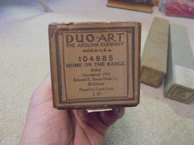 Vintage Three Piano Rolls Small Box Home onthe Range Duo-Art Artistyle