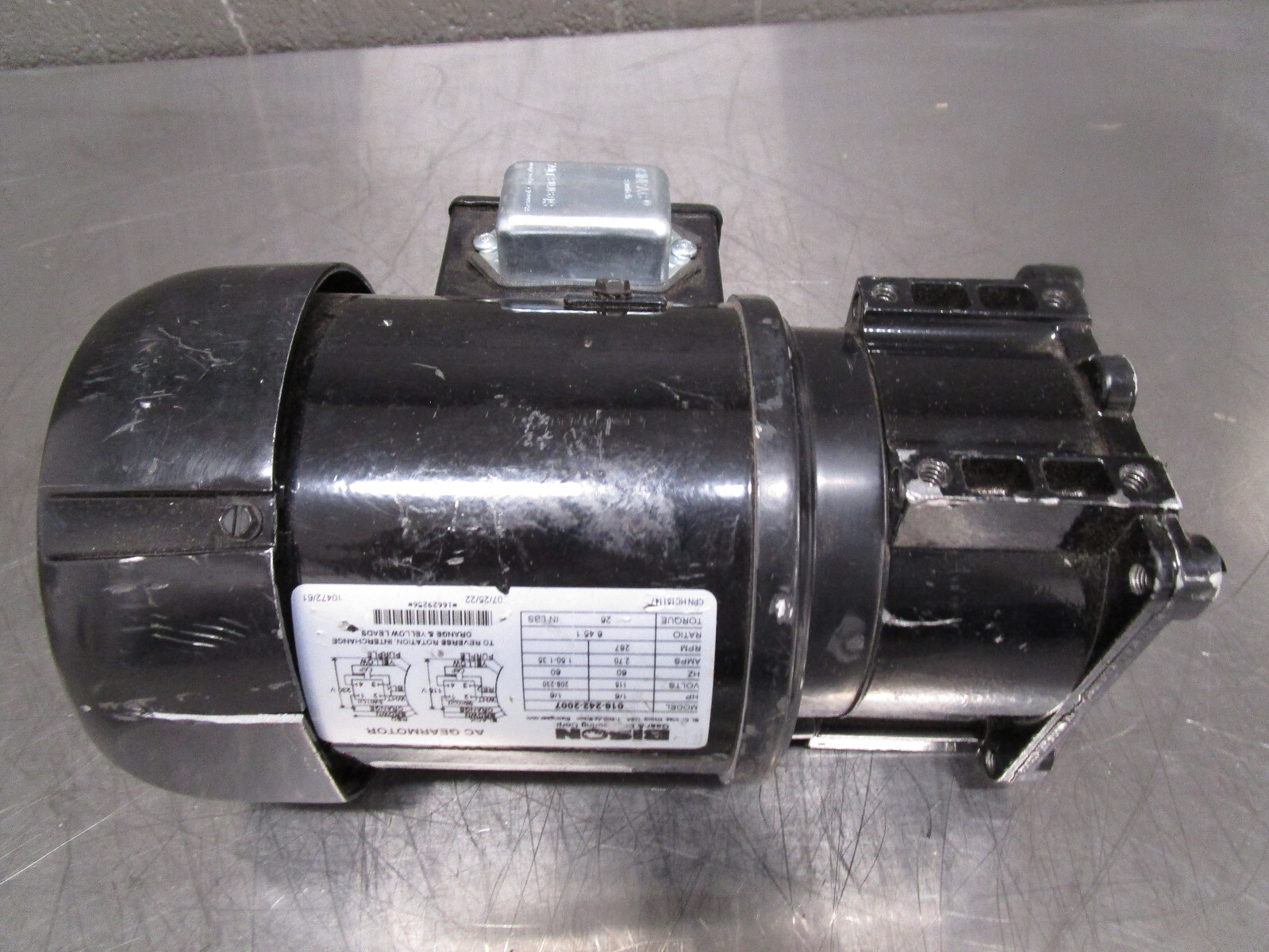 New Bison 016-242-2007 A.C. Gearmotor 6.45:1 Ratio, 26 in New Bison 016-242-2007 A.C. Gearmotor 6.45:1 Ratio, 26 in