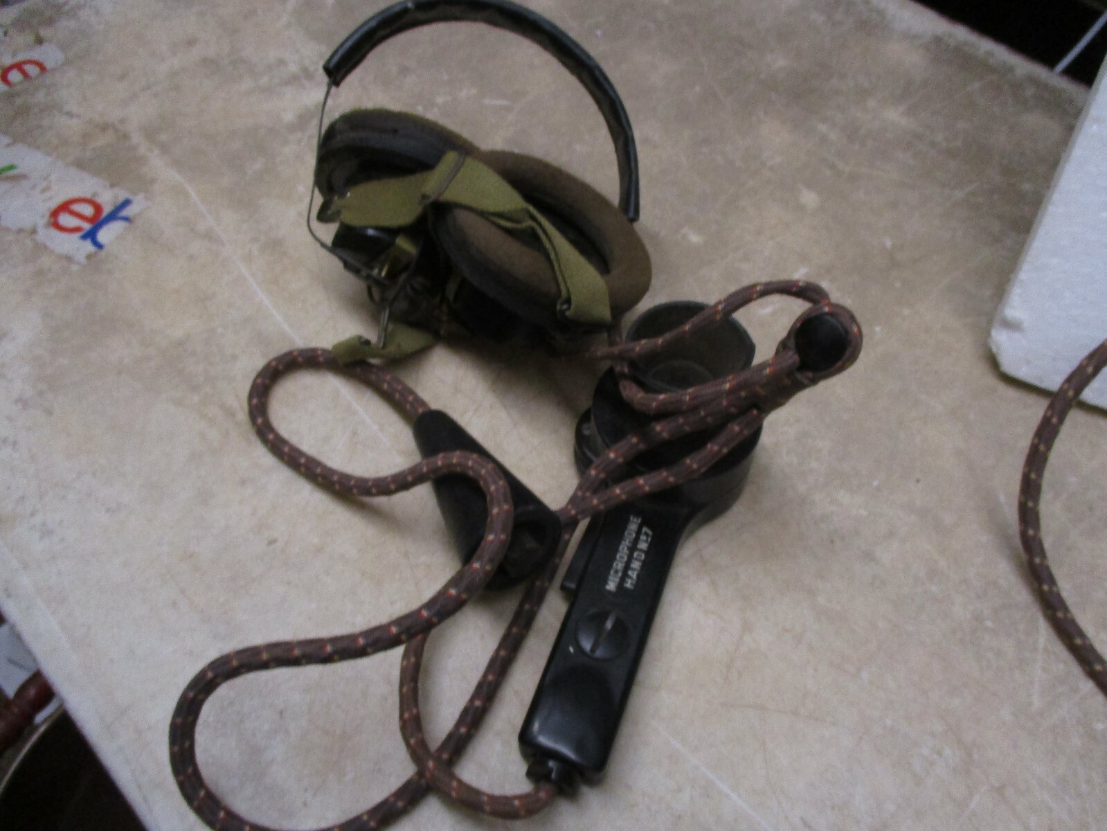 2 Pair WWII Military Radio Headsets & 60' Jumper Leader