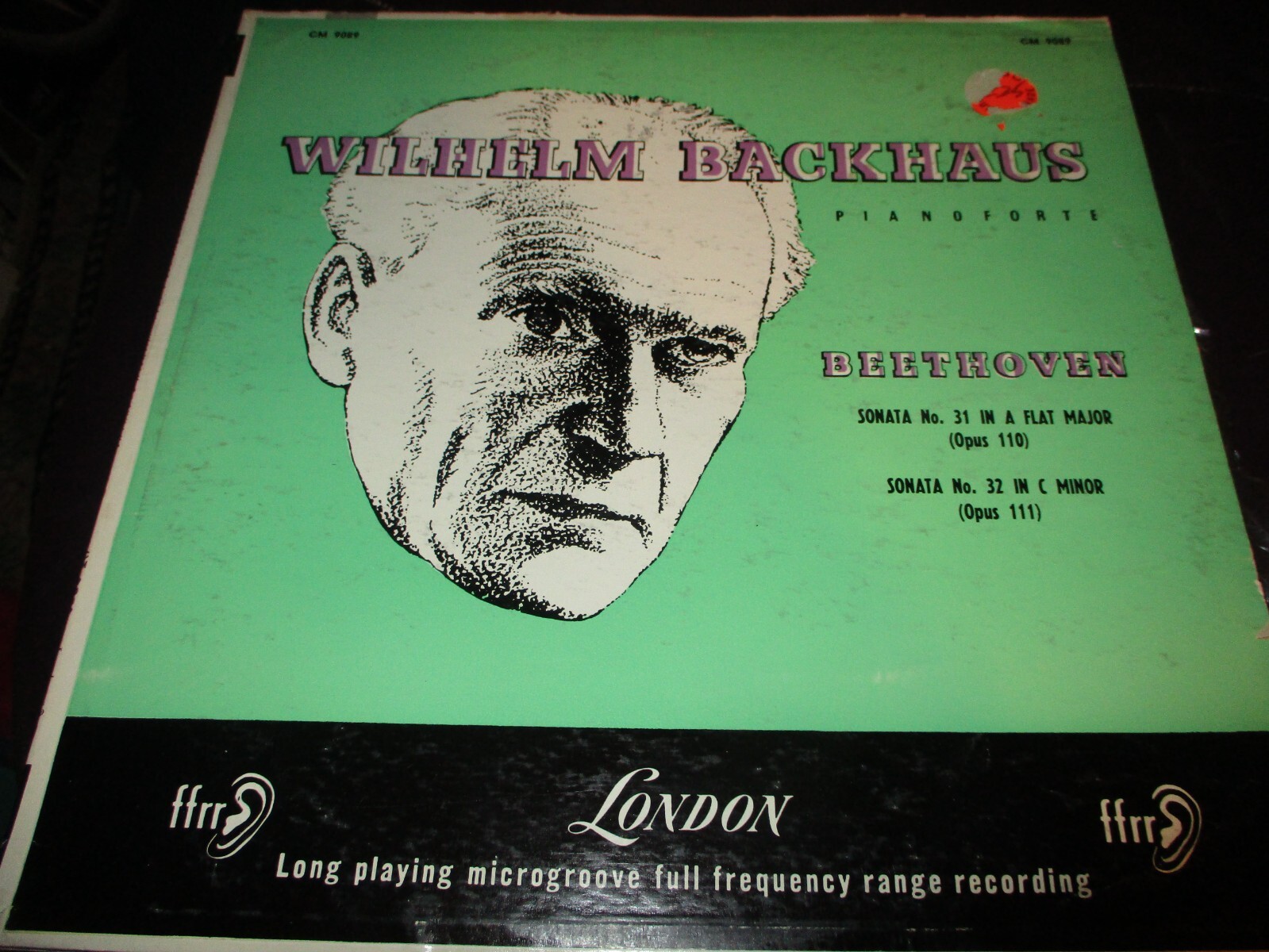 50s WILHEM BACKHAUS Beethoven Sonatas 31 & 32 Mono LP London FFRR CM 9089 VG+/VG 50s WILHEM BACKHAUS Beethoven Sonatas 31 & 32 Mono LP London FFRR CM 9089 VG+/VG