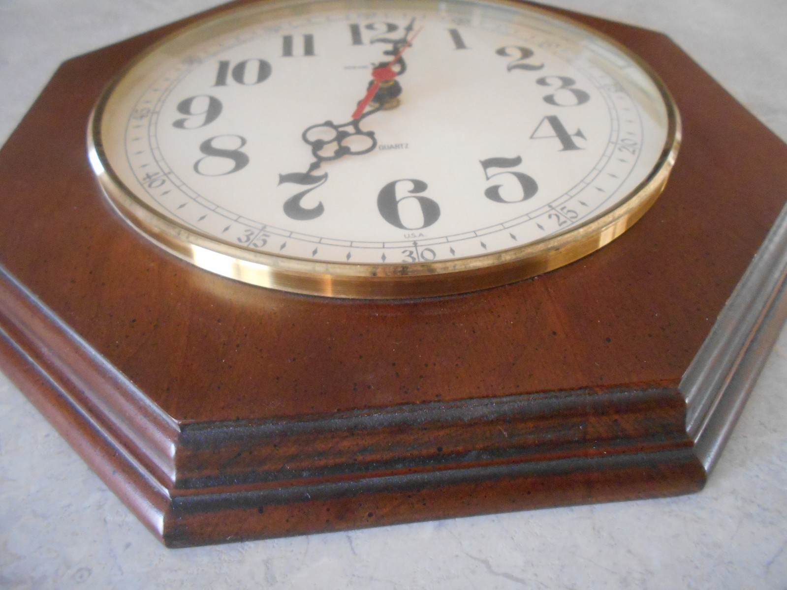 Vtg Howard Miller Octagon Wood Wall Clock Quartz 11.5