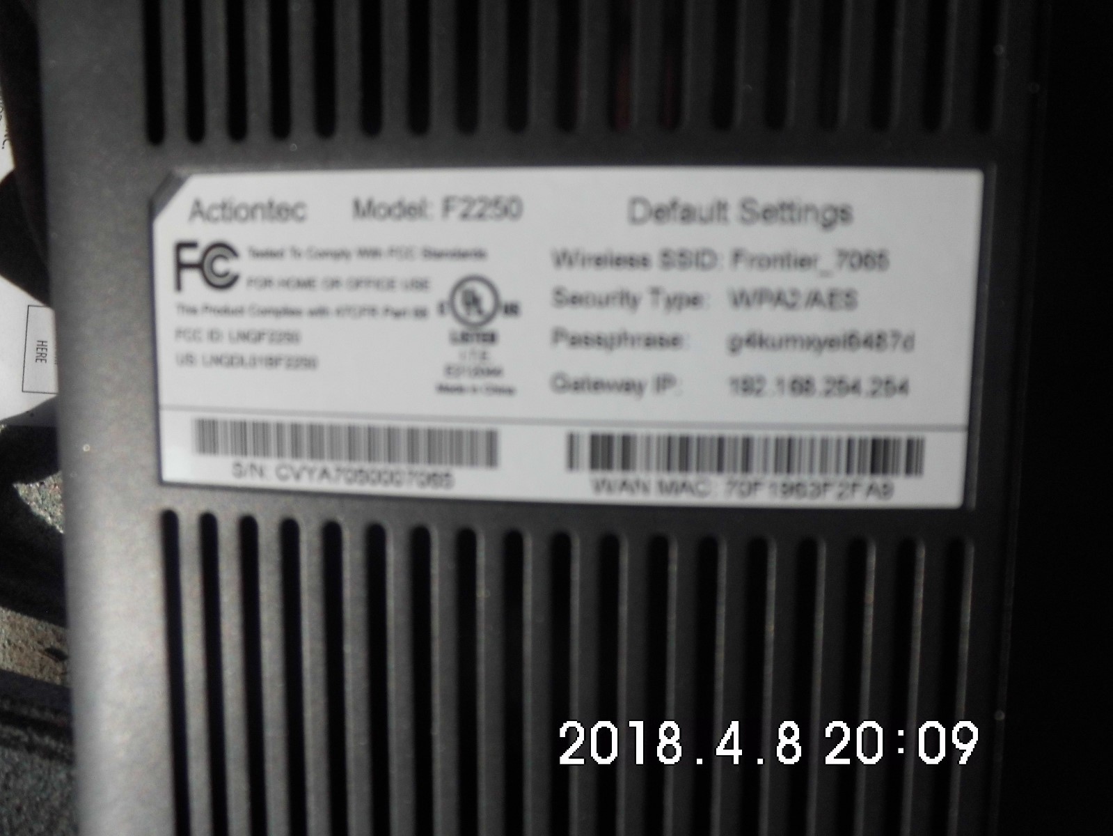 FRONTIER ROUTER