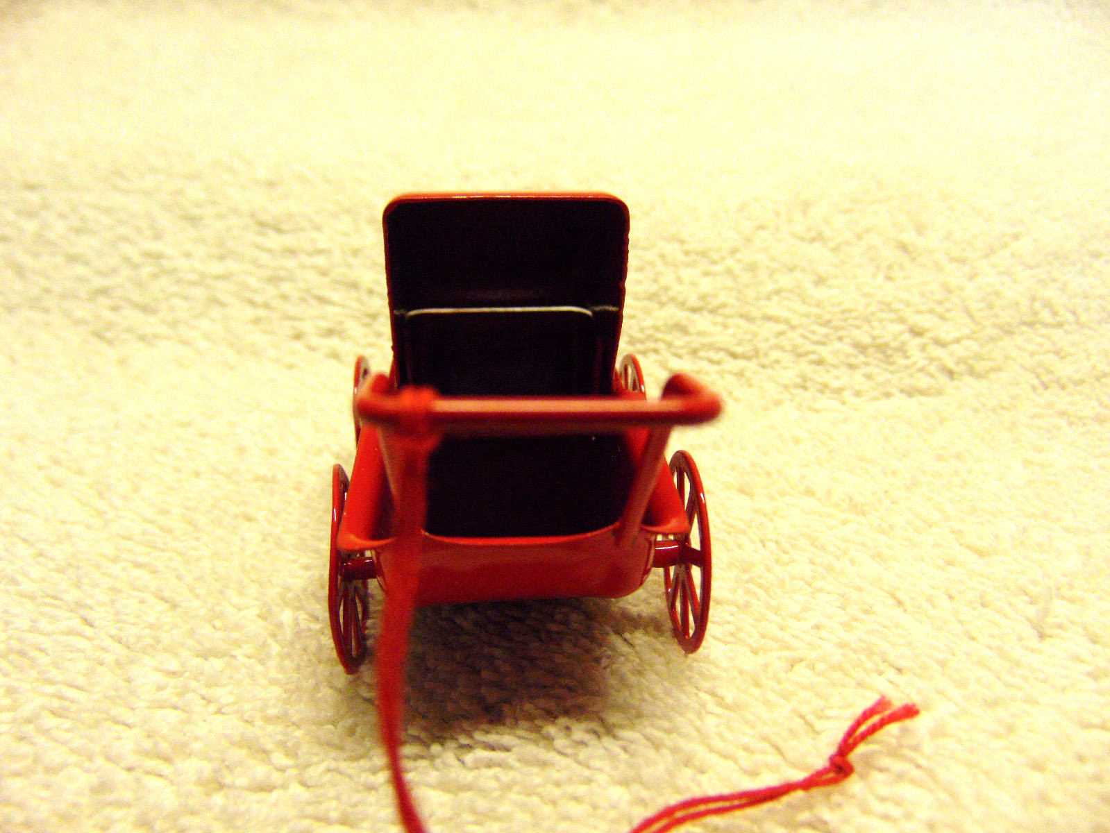 Vintage Painted Metal Baby Buggy Christmas Ornament Dollhouse