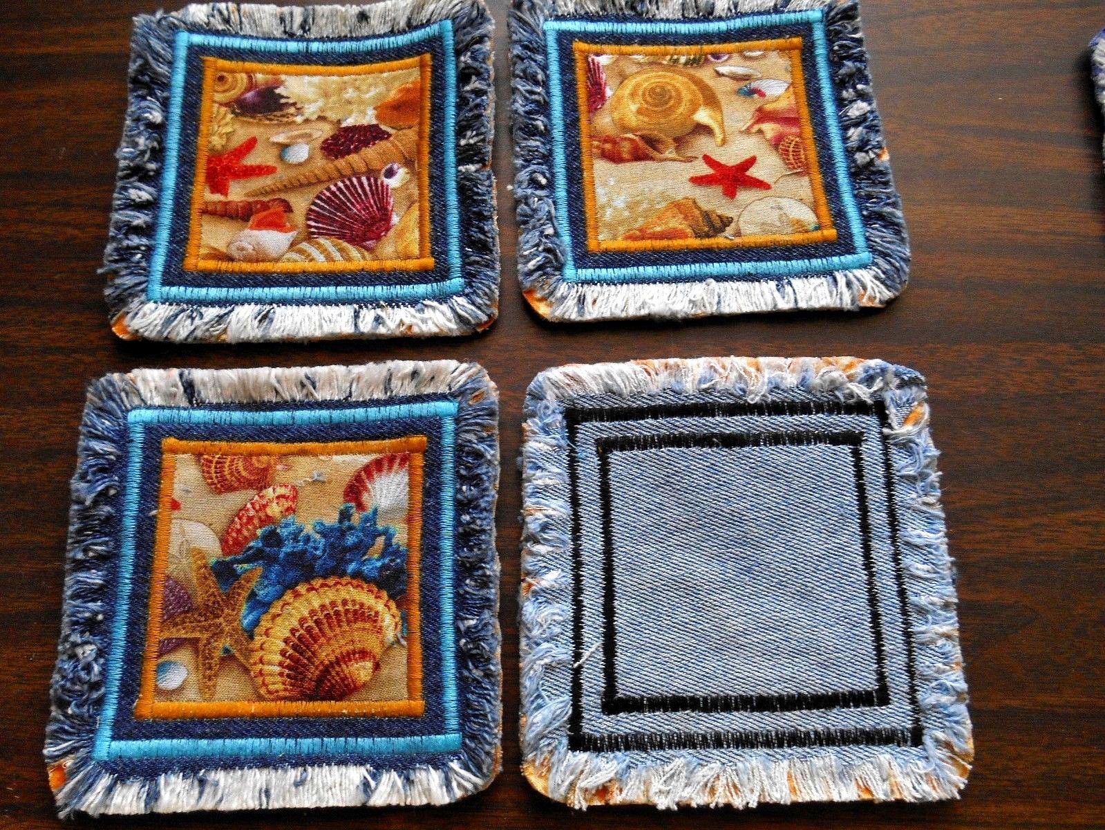 Sandy Beach Coaster Set of 4.  Quality, Absorbent, Machine Wash, Easy Mail Gift!