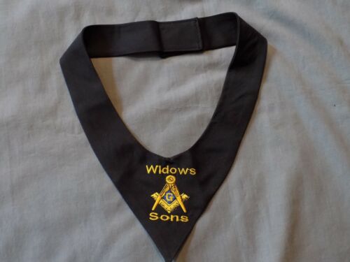 Widows Sons Cravat Tie Black Square Compass Freemason Fraternity NEW