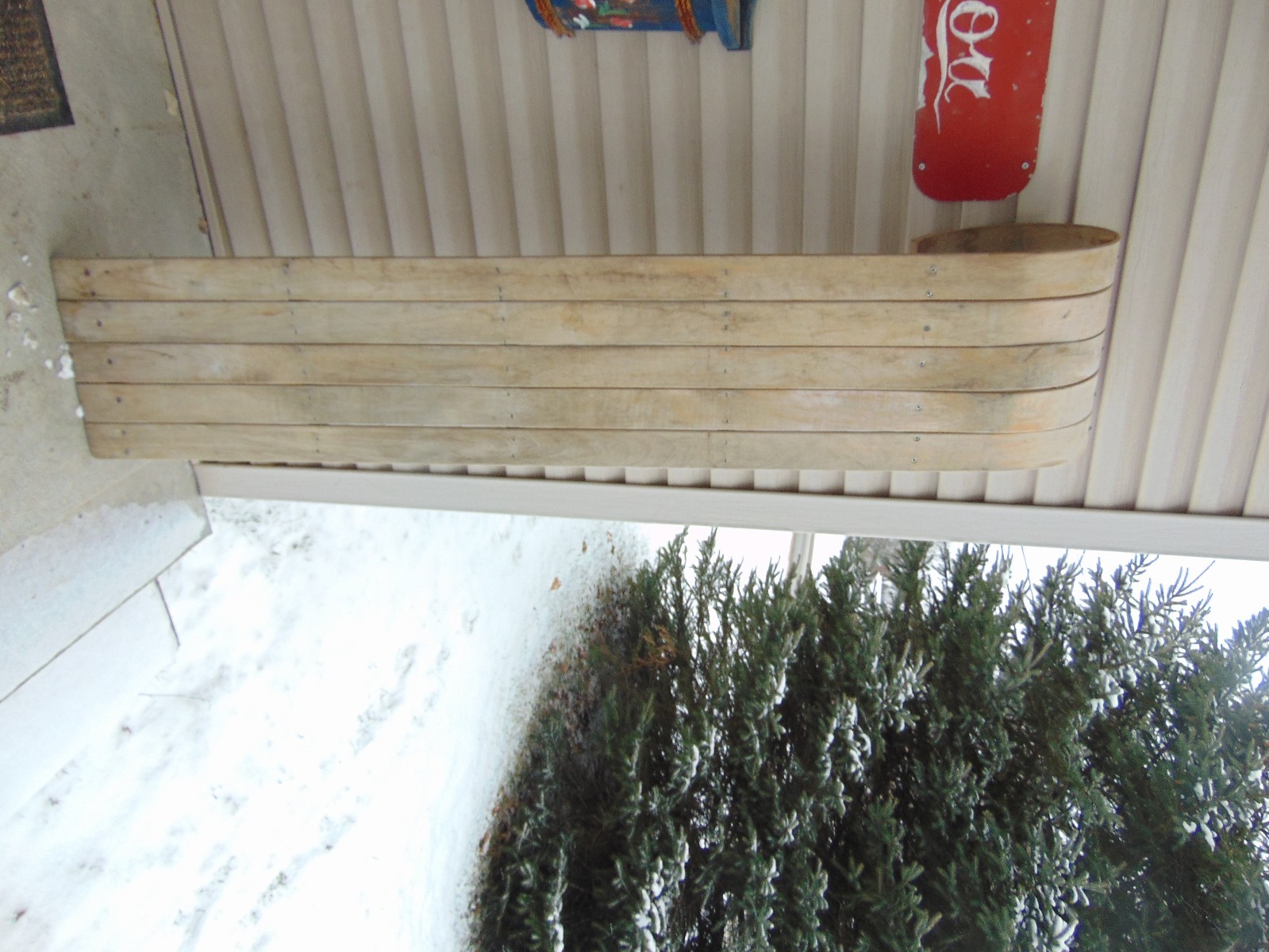 vintage wooden snow toboggan slep  58