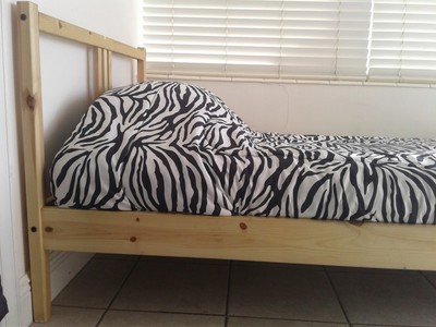 Pine Twin Bed +Mattress +Nightstand +Duvet +Sheets +Pillow *In best conditions