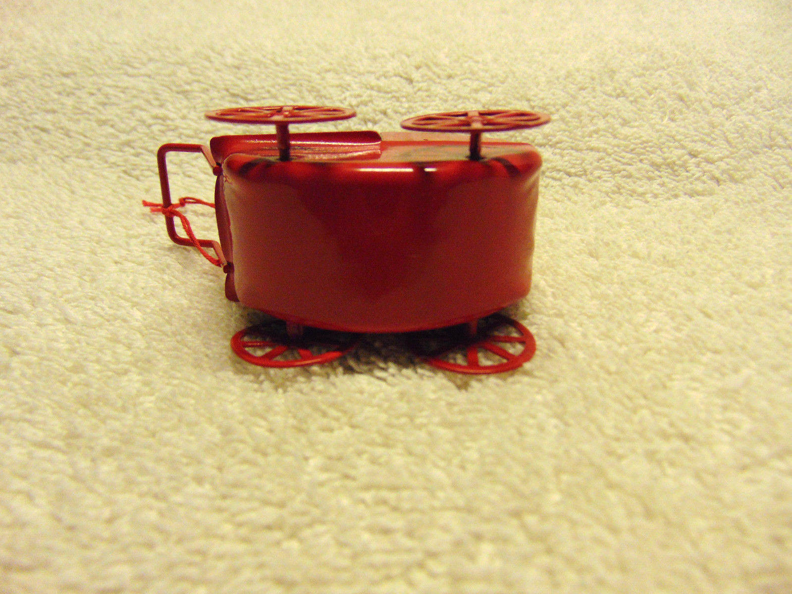 Vintage Painted Metal Baby Buggy Christmas Ornament Dollhouse