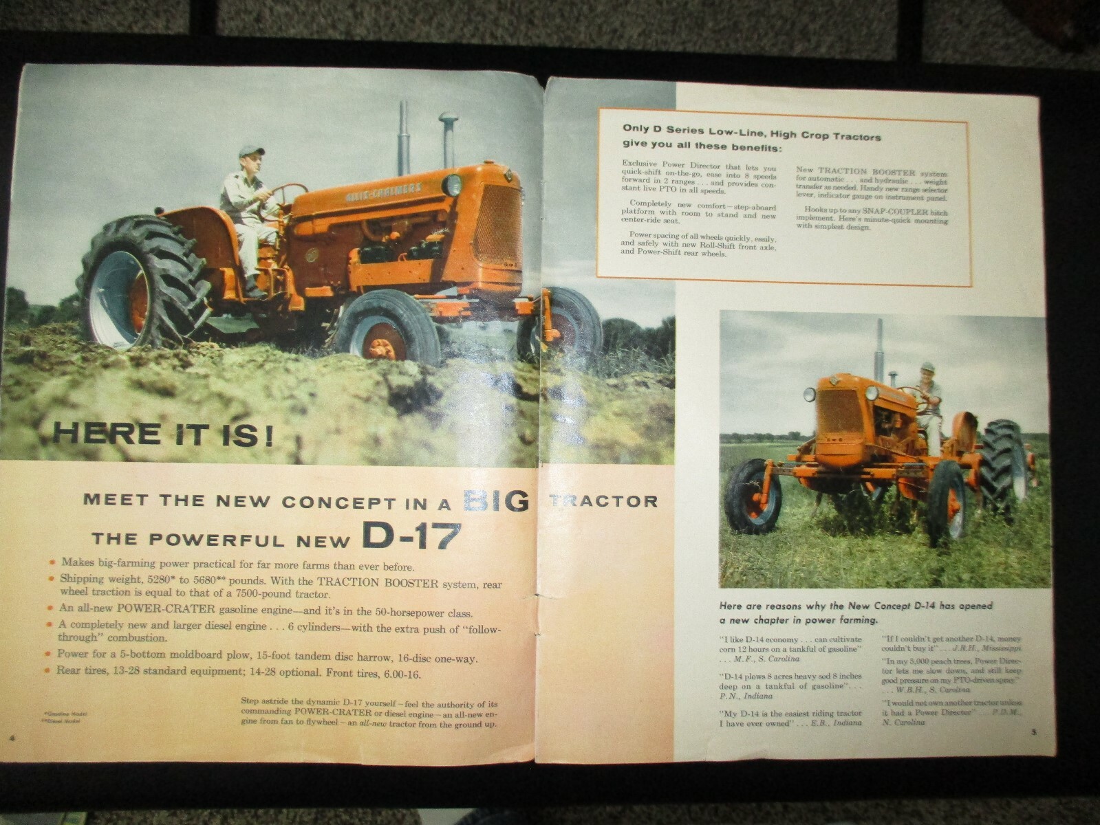 2 Collector Dealer Sales Bochures, Allis Chalmeres D-17, D-14, and WD-45, CA