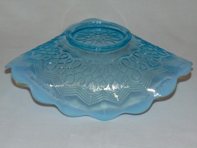 VINTAGE ANTIQUE  OPALESCENT BLUE GLASS 8 1/4