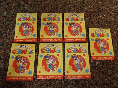 Lot of 7 Little Clowns Enamel Pins Blind Bags Pouches Whatever Company New
