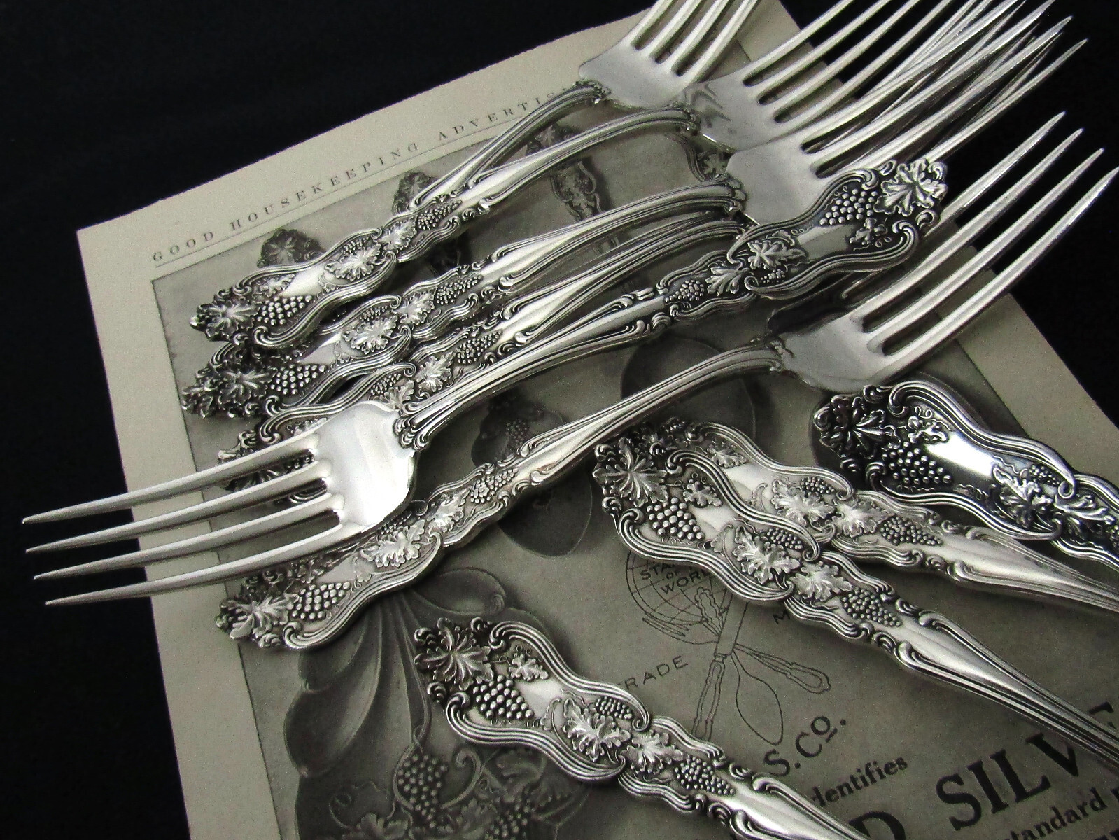 ❤️ MOSELLE AMERICAN SILVER LUNCH FORK 7” ART NOUVEAU c.1906- SOLD BY PC