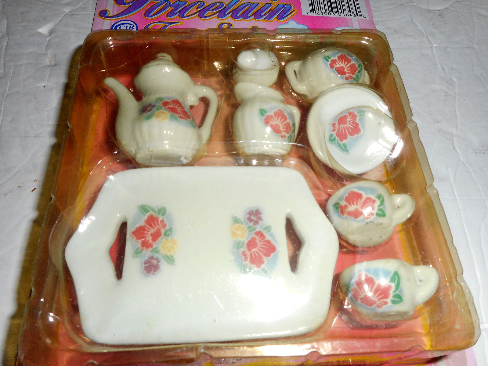 Porcelain 8 Piece Mini Tea Set Flowers New Vintage Good Old Values  **LQQK**