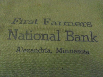 Vintage First Farmers National Bank, Alexandria Minn. Minnesota MN Deposit Bag