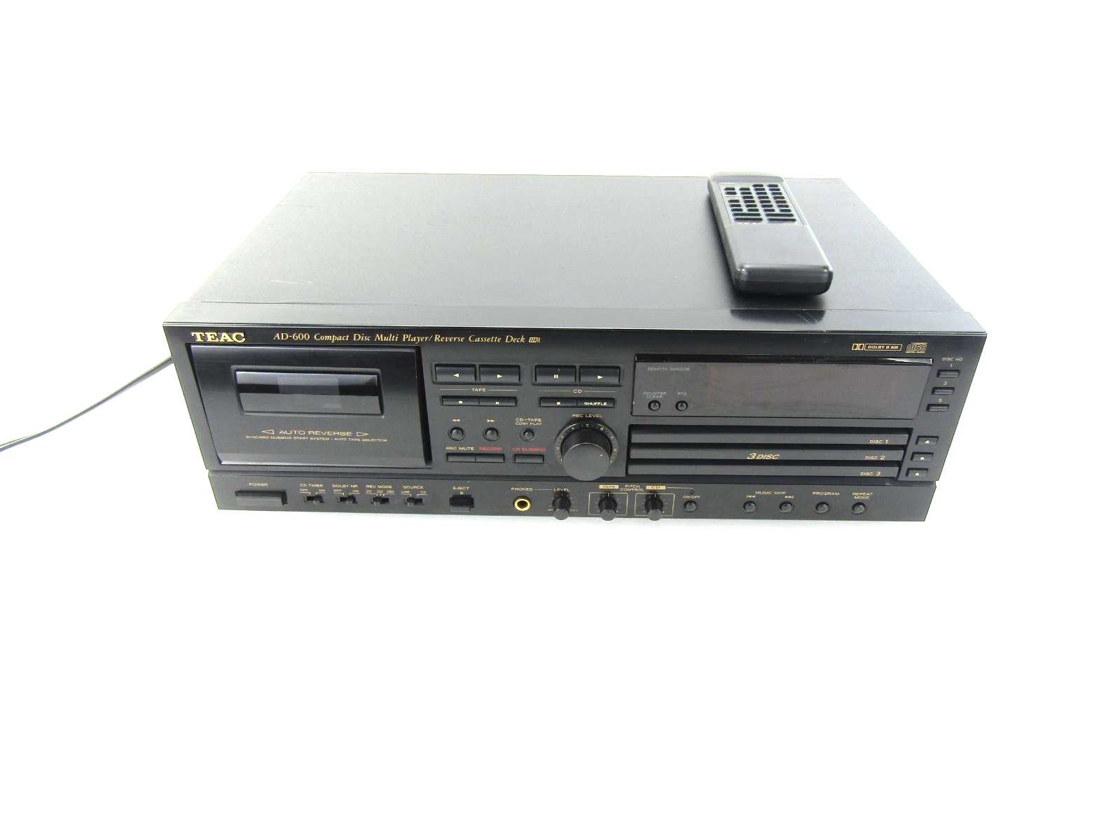 Teac AD-600 Reverse Cassette Deck / 3 Disc CD Changer w/ Remote