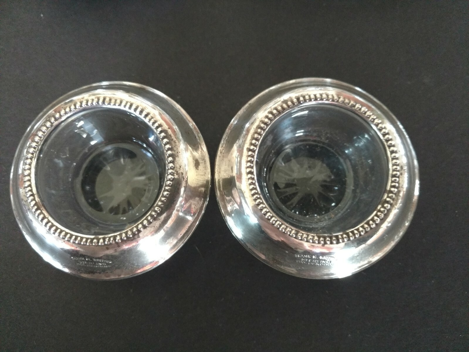 Vintage Frank M Whiting Sterling Set Match & Toothpick Small Holders Coaster