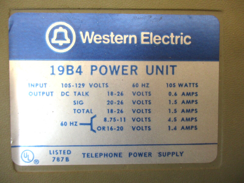 Western Electric 19b4 Power Unit Telephone Power Supply  46317wvs