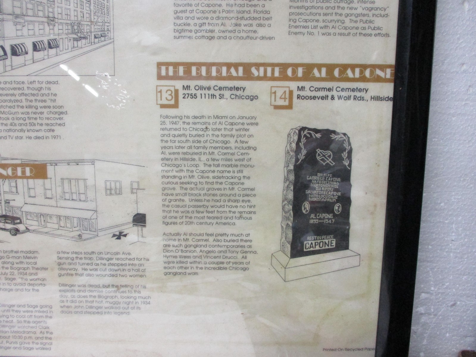 Vintage Gangland Guide Sign Chicago Al Capone Dillinger Gangster Print 35